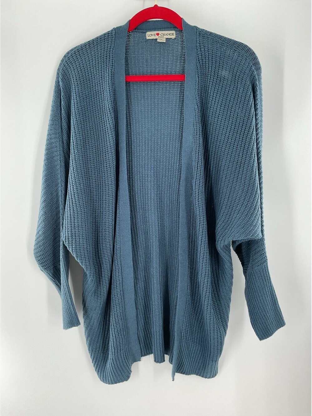 Love ❤️ Change Women’s Size Medium Blue Cardigan Sweater Loose Knit 115